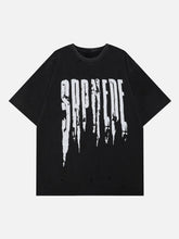 Gewaschenes T-Shirt mit Loch-Buchstaben-Print